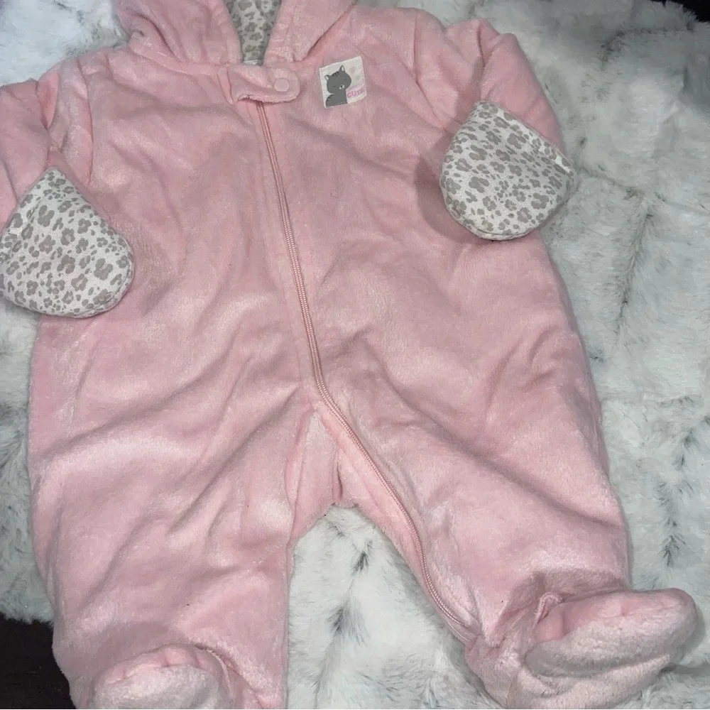 Carter's Pink Fleece Hooded Footie bunting NB